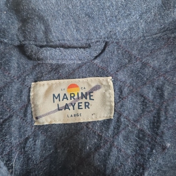 Marine Layer Corbet Quilted Overshirt Mens Size Large Blue Soft Casual - Picture 2 of 8